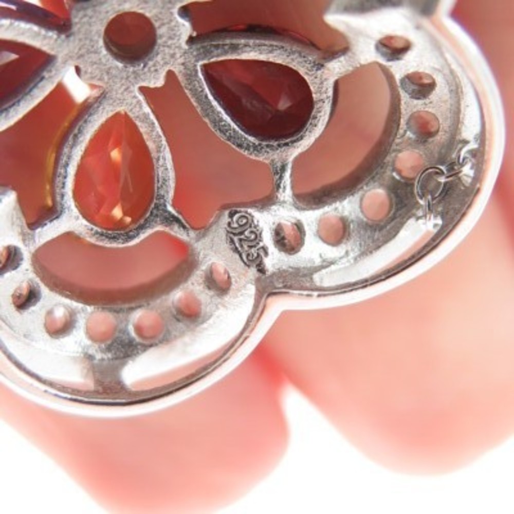 925 Sterling Silver Topaz Garnet Amethyst Citrine Peridot Flower Necklace 16-18" - Picture 6 of 6
